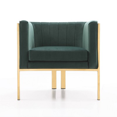 Paramount Forest Green Velvet Accent Armchair with Polished Brass Frame