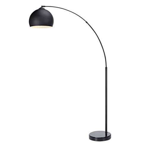 Teamson Home 66.93 Arquer Arc Floor Lamp with Faux Marble Base Black