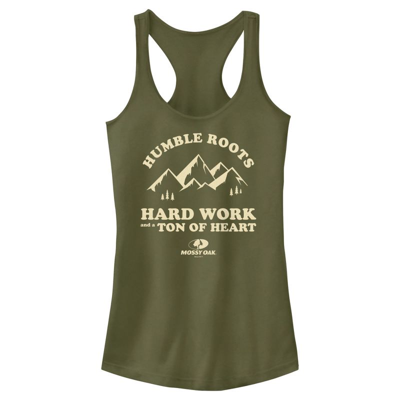 Junior's Mossy Oak Humble Roots Hard Work and a Ton of Heart Racerback Tank Top, 1 of 5