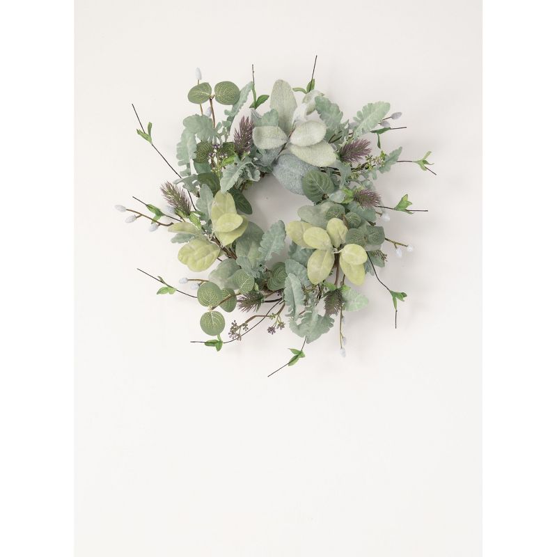 Sullivans Artificial Lambs Ear Willow Thistle Wreath, 1 of 5