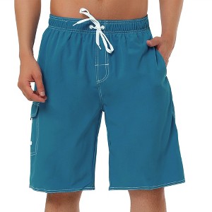 Lars Amadeus Men's Summer Solid Drawstring Elastic Waist Swim Beach Board Shorts - 1 of 4