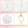 Unique Bargains 2 Tier Dessert Cupcake Stand Flower Shape Cup Cake Holder Tower White Gold Tone - 3 of 4