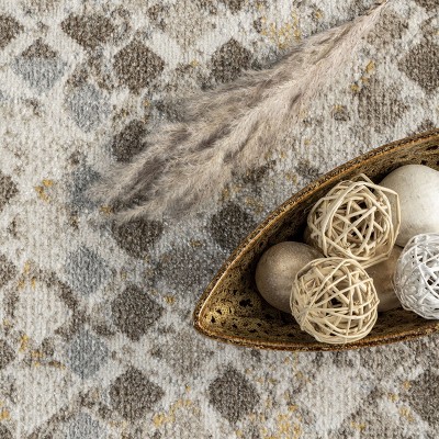 Eco-Friendly Beige Bohemian 8' x 10' Machine Washable Area Rug