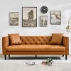 Mid-Century Leather Sofa - Button-Tufted 3-Seater Chesterfield w/ Deep Seat for Living Room & Apartment - 3 of 4