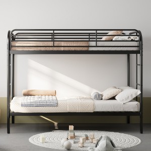 Ridstar 78.15 in. W Heavy-Duty Metal Bunk Bed with 2 Ladders & Full-Length Guardrails-Black - 1 of 4