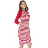 Coolmee Women's Casual Maxi Dress 3/4 Long Sleeve Stripe Slim Pullover Hoodie Long Dress with Pocket - 2 of 4