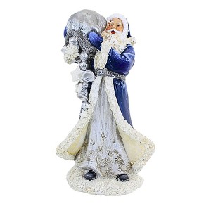 Roman 7.5 Inch Woodland Santa In Navy/Silver Christmas Santa Figurines - 1 of 3