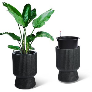 14.2"Tall Planters Set of 2, Plant Pots, Self Watering Pots for Indoor Plants, Flower Pots with Built-in Drainage and a Water Level Monitor, for Patio - 1 of 4