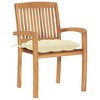 vidaXL Patio Chairs 2 pcs with Cream White Cushions Solid Teak Wood - 2 of 4