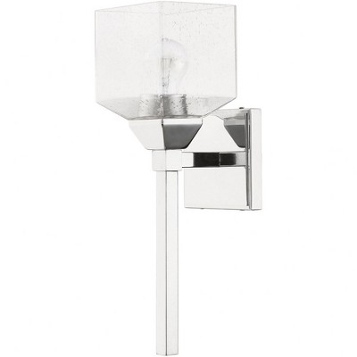 Polished Chrome Vanity Sconce with Clear Seeded Glass Shade