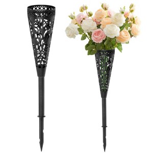Unique Bargains Plastic Cemetery Vase with Spike Flower Holder Grave Decorations 16.5 x 2.8 Inch Black 1 Pc - 1 of 4