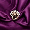 Slickblue Rose Gold Brass Ring with Light Peach Crystal - Stylish Epoxy Flower Design, Fashion Jewelry, Size 5-9 - 2 of 4