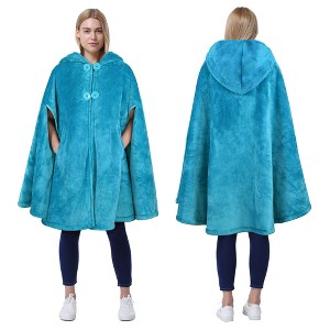Catalonia Women's Fuzzy Fleece Cardigan, Open Front No Sleeve Shrug, Cozy Hoodie Blanket Shawls Wearable, Valentine’s Day Gift Woman - 1 of 4