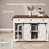 58 inch White Farmhouse Kitchen Island with Drop Leaf Rolling Kitchen Island on 5 Wheels for Kitchen - 3 of 4