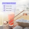 Unique Bargains Stainless Steel Reusable Long Handle Heart Shaped Spoon Straws 8 Pcs - 4 of 4