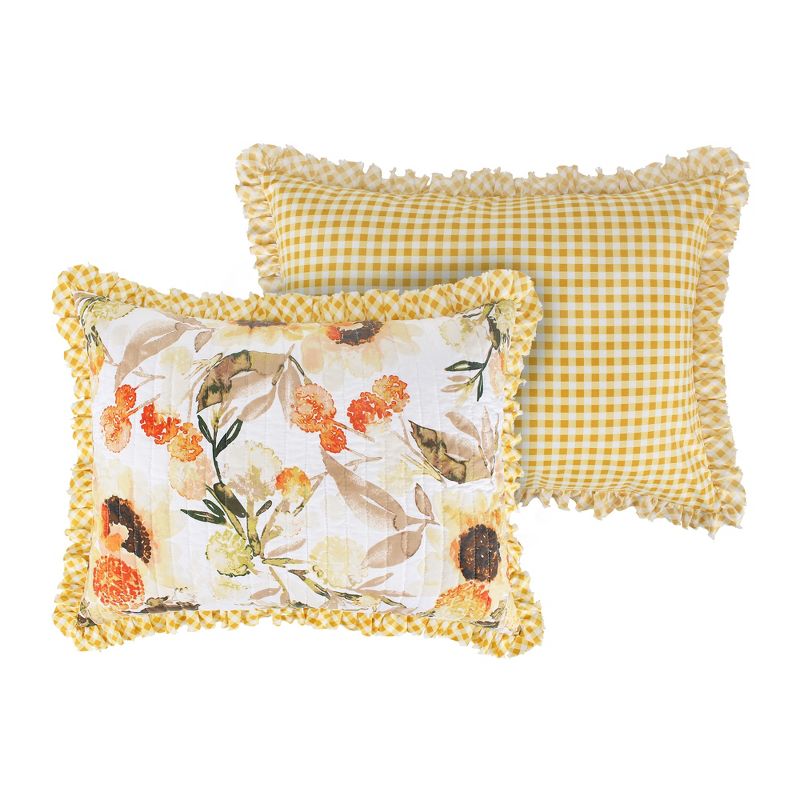 Somerset Ruffle-Trimmed Quilted Reversible Pillow Sham Gold by Greenland Home Fashions, 1 of 5
