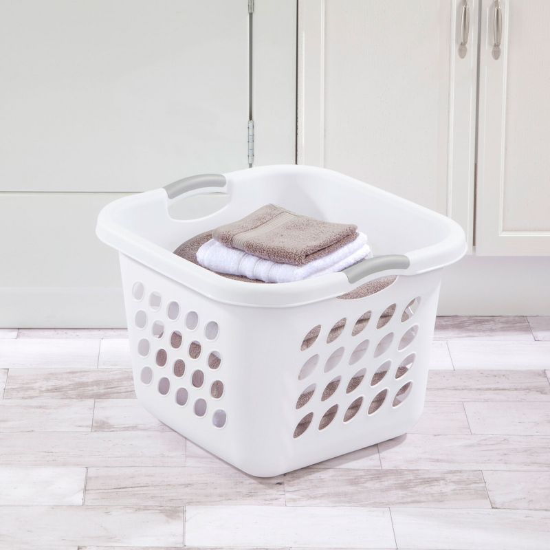 Sterilite 1.5 Bushel Ultra Square Laundry Basket, Plastic, Comfort Handles to Easily Carry Clothes to and from the Laundry Room, White, 12-Pack, 4 of 6
