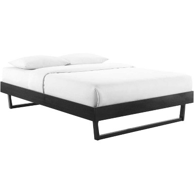 Mid-Century Modern Velvet Queen Platform Bed with Wood Frame
