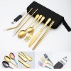 Portable Stainless Steel Cutlery Set Outdoor Picnic Knife And Fork Tool With Storage Bag, Style: A Model Silver - 2 of 4