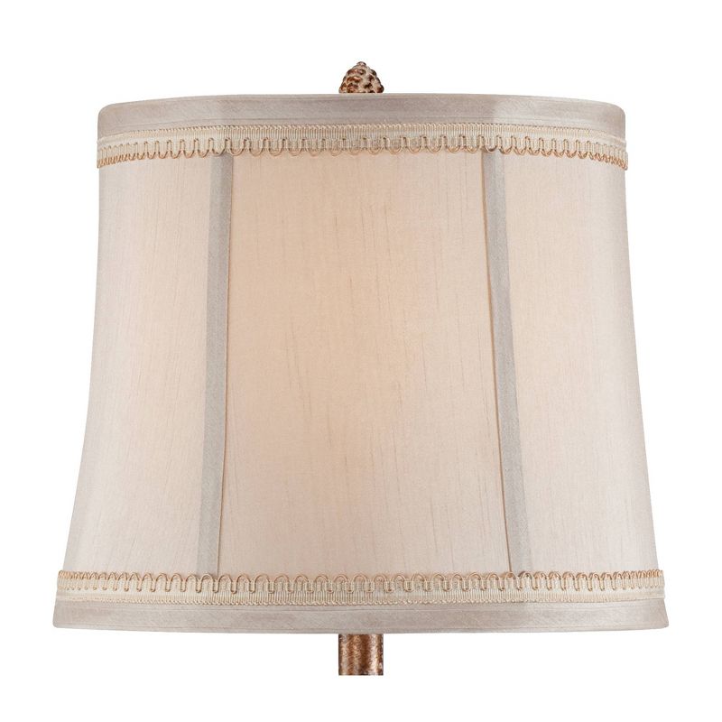 Regency Hill Petite Artichoke Font Traditional Table Lamp 28" Tall Antique White Washed Beige Fabric Bell Shade for Bedroom Living Room Nightstand, 5 of 9