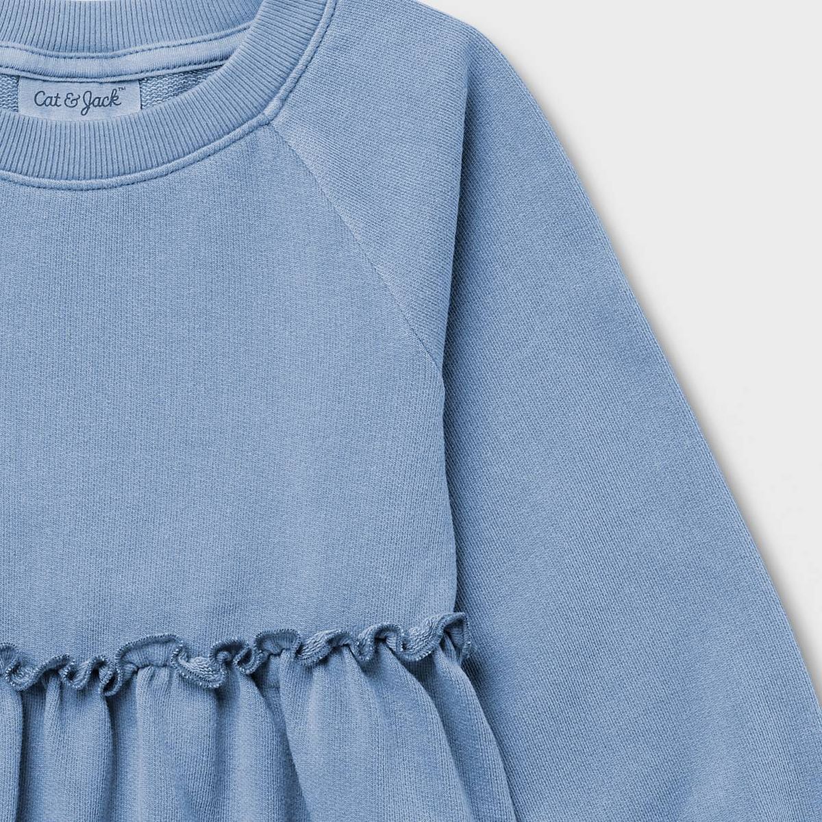 Toddler Girls' Solid French Terry Long Sleeve Dress - Cat & Jack™ - thumbnail 4