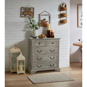 5-Drawer Engineered Wood Farmhouse Dresser with Natural Texture, Vintage Design and Versatile Storage - 1 of 4