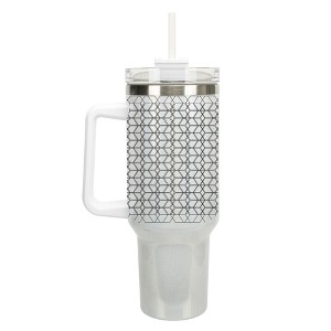 Elanze Designs Modern Diamond Geometric Pattern 40 oz. Stainless Steel, Large Water Bottle Coffee Mug, Spill & Leak Resistant, Thermal Travel Tumbler - 1 of 1