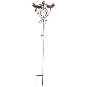 Evergreen Dragonfly Thermometer & Rain Gauge Garden Stake - 1 of 3
