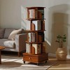 Okak Modern 360 Rotating Bookshelf, Floor Standing Bookshelf with 4 Tiers and Wheels, Storage Organizer for Bedroom, Living Room, Walnut Brown - 3 of 4