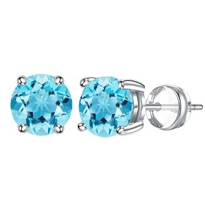 Turandoss Birthstone Stud Earrings for Women - S925 Sterling Silver Flat Back Cartilage Earring Set for Multiple Piercing, Christmas Gifts for Women - 1 of 4