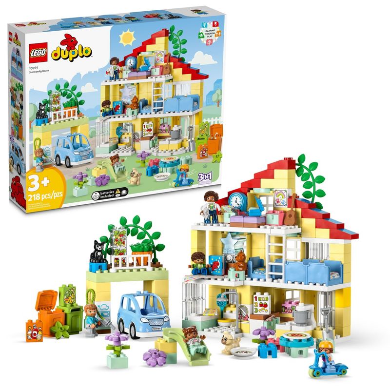 LEGO DUPLO Town 3 in 1 Family House Pretend Building Toy Set 10994, 1 of 8