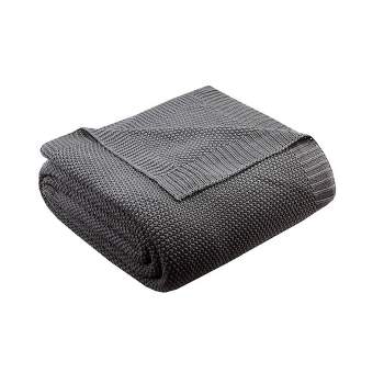 King Bree Knit Bed Blanket Charcoal