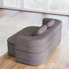75" 2-in-1 Foldable Sofa Bed with 4 Pillows, Convertible Chenille Floor Couch & Lounge Bed for Living Room, Bedroom, Studio - 3 of 4