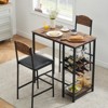 3 Piece Dining Table Set with 2 PU Upholstered Chairs, Counter Height Table with Storage Shelf for Small Space Apartment - 3 of 4
