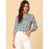 INSPIRE CHIC Women's Ruffle Shoulder Polka Dots Elastic Cuff 3/4 Sleeves Bow Tie Neck Blouse - 3 of 4