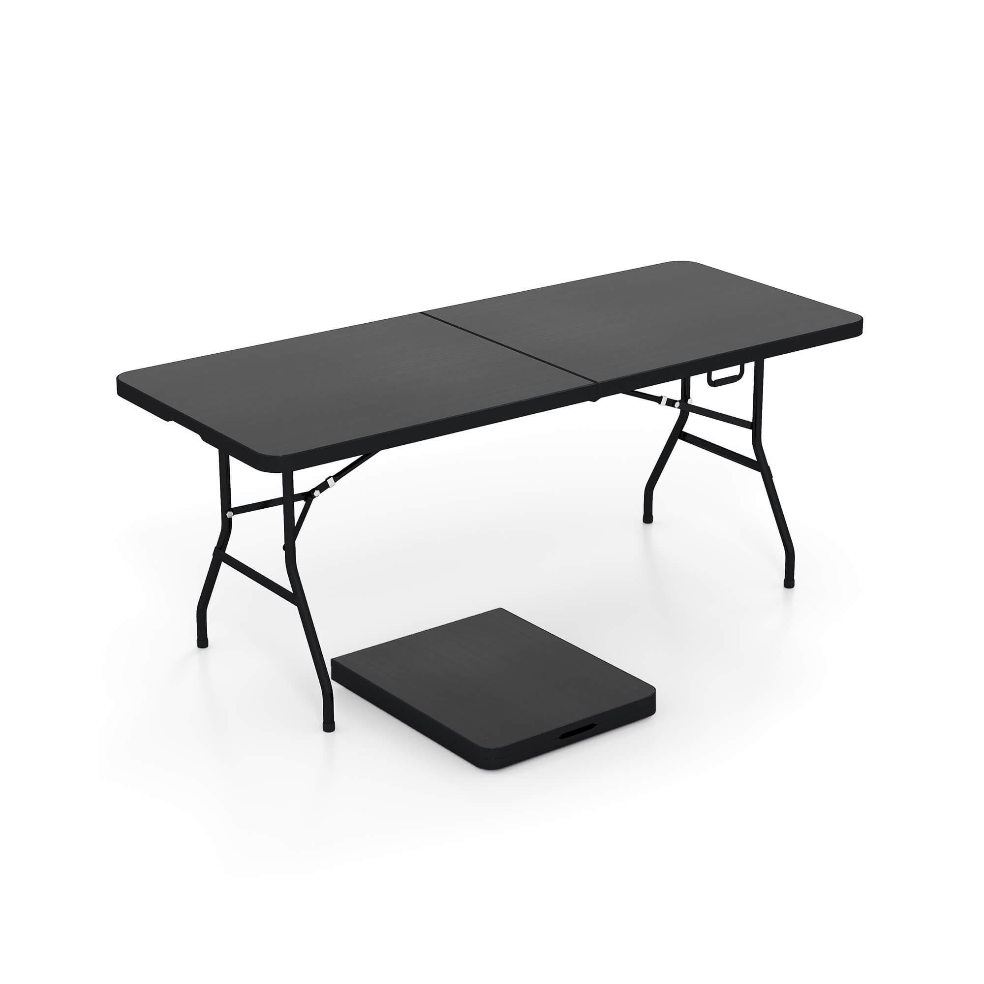Costway 6' Folding Table Portable Plastic Indoor Outdoor Picnic Party Dining Camp Tables Black