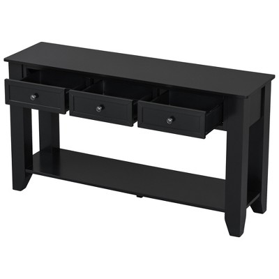 Vynxaria 55.4" Modern Entryway Console Table with Storage Drawers and Poplar Legs