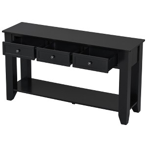 Vynxaria 55.4" Modern Entryway Console Table with Storage Drawers and Poplar Legs - 1 of 4