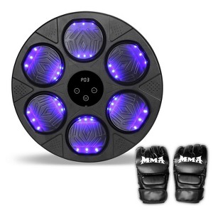 HOM Music Boxing Target - Punching Machine with Bluetooth for Playing Music, 6 Punching Pads, Target Counter & Indicator Lights (Gloves Included) - 1 of 4