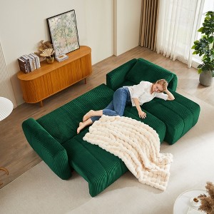 105.2" L-Shaped Convertible Sectional Sofa Bed with Adjustable Backrests, Storage Compartments and Reversible Chaise - 1 of 4