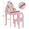 Angel Sar Rainbow Kids Vanity Table and Chair Set with 7-Piece Pretend Makeup Toys, Princess Dress-Up Table with Mirror, 3 Drawers & Stool - 3 of 4