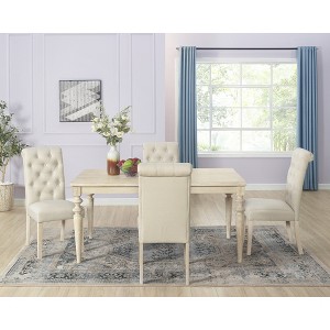 5-Piece Dining Set with Turned-Leg Table and 4 Tufted Chairs - 1 of 4