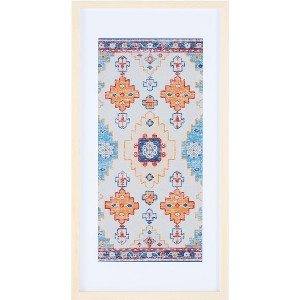 Sumia - 29" X 14" - Blue/Orange - Framed Textile Wall Art - WLA1000 - Safavieh - 1 of 4
