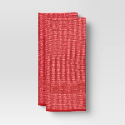 2pk Cotton Waffle Terry Kitchen Towels Red - Threshold™