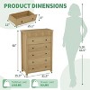 5 Drawer Dresser for Bedroom Nightstand, Wooden Chest of Drawers, Fluted End Table, Storage Organizer for Living Room, Hallway and Entryway - 2 of 4