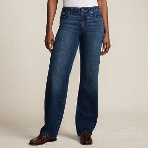 Lands' End Women's Petite Soft Denim Mid Rise Relaxed Straight Leg Jeans - 1 of 4