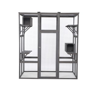 DOMETOUR Large Cat Enclosure with 2 Retreat Condos and 5 Elevated Platforms Gray - 1 of 4