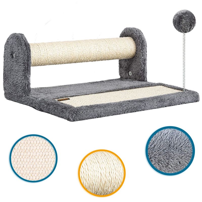 PAWBEE Cat Scratching Post & Scratching Pad – 14.5” Cat Post & Scratching Board With Soft Play Ball Toy - Covered with Natural Sisal Rope, 3 of 8
