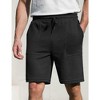 Men's Shorts with Pocket Casual Lounge Shorts Pants Summer Waffle Shorts Drawstring Elastic Waist Running Shorts - Black S - 4 of 4