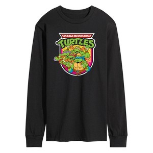 Men's - Teenage Mutant Ninja Turtles - Retro Pizza Graphic Long Sleeve Graphic T-Shirt - 1 of 4